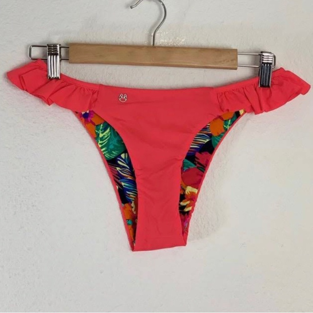 NWOT Maaji Mango Kali Ruffle Reversible Bikini Bottoms Sz L